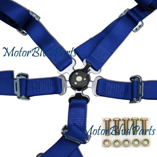 5Point Cam Lock Safety Racing Seat Belt Harness Blue