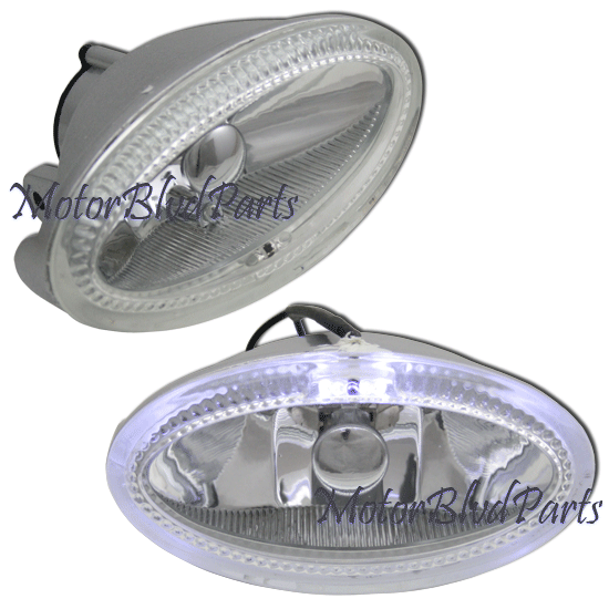 Universal 5"x2.5" Oval White Halo Fog Lights Kit Clear